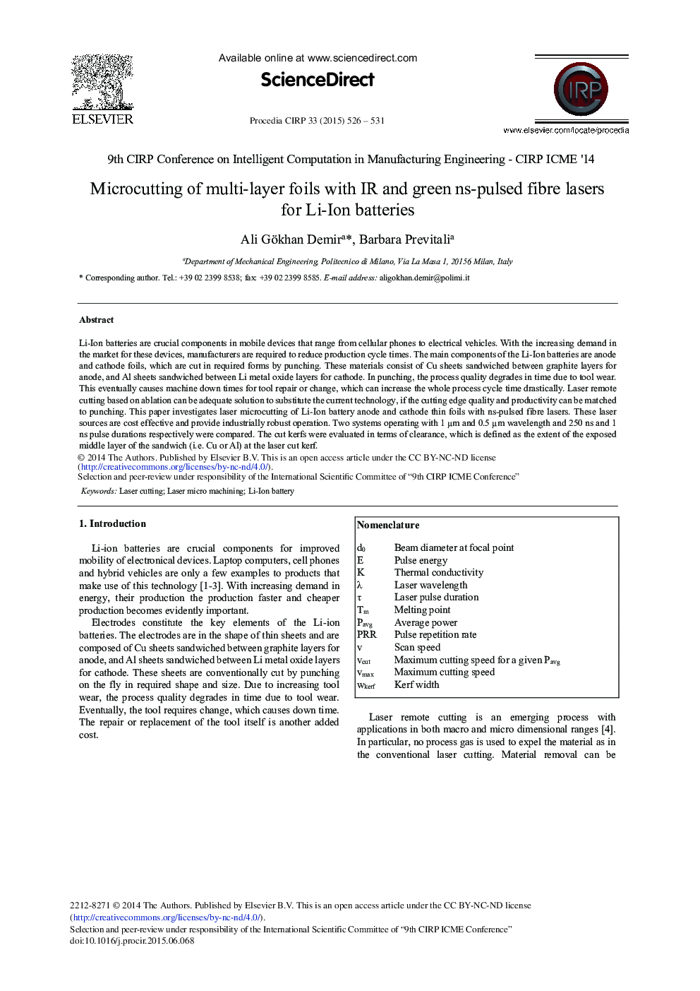 Microcutting of Multi-layer Foils with IR and Green ns-pulsed Fibre Lasers for Li-Ion Batteries 