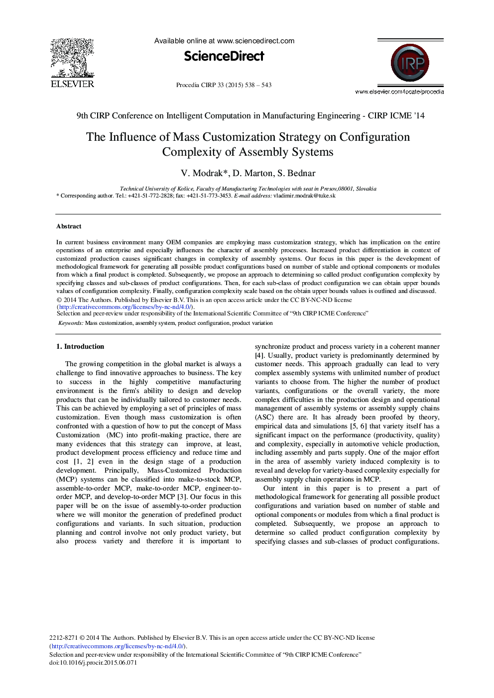 The Influence of Mass Customization Strategy on Configuration Complexity of Assembly Systems 