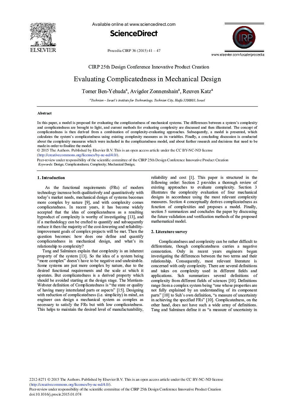 Evaluating Complicatedness in Mechanical Design 