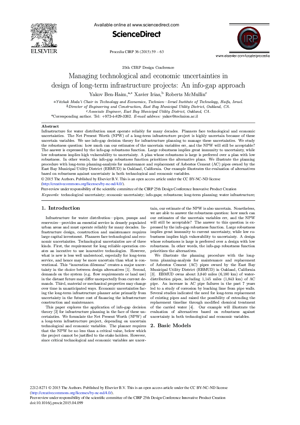 Managing Technological and Economic Uncertainties in Design of Long-term Infrastructure Projects: An Info-gap Approach 