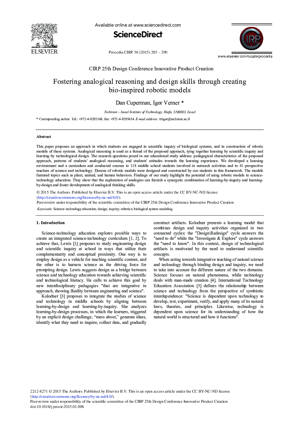 Fostering Analogical Reasoning and Design Skills through Creating Bio-inspired Robotic Models 