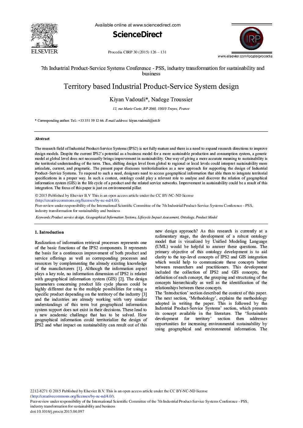 Territory Based Industrial Product-Service System Design