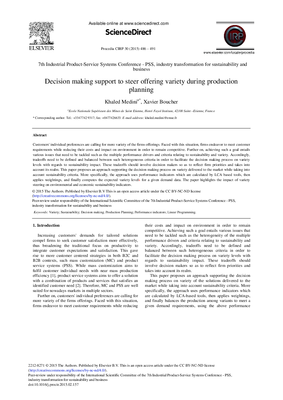 Decision Making Support to Steer Offering Variety During Production Planning 