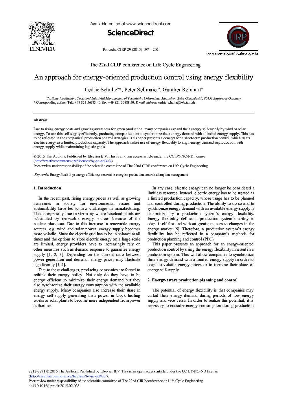 An Approach for Energy-oriented Production Control Using Energy Flexibility 