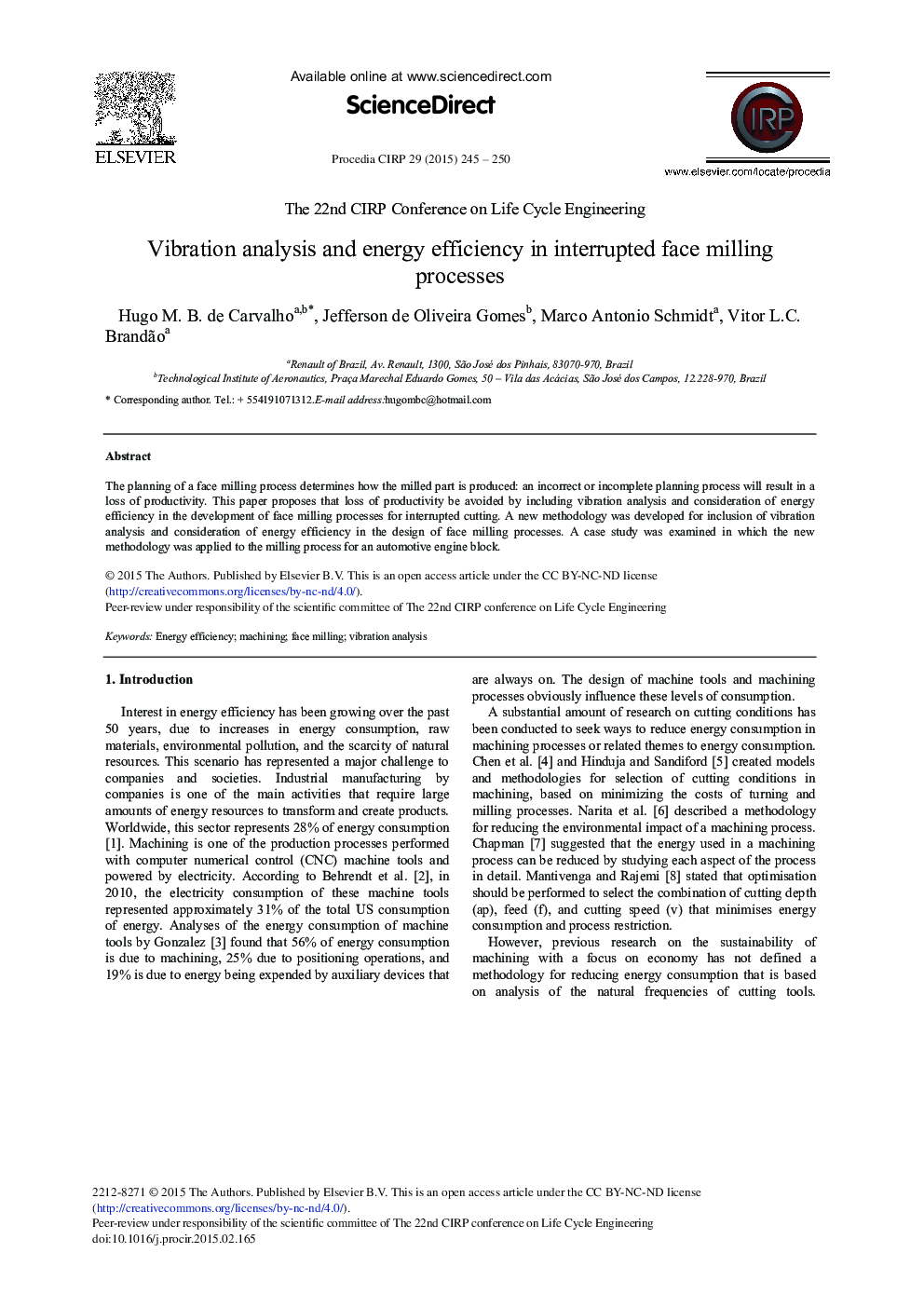 Vibration Analysis and Energy Efficiency in Interrupted Face Milling Processes 