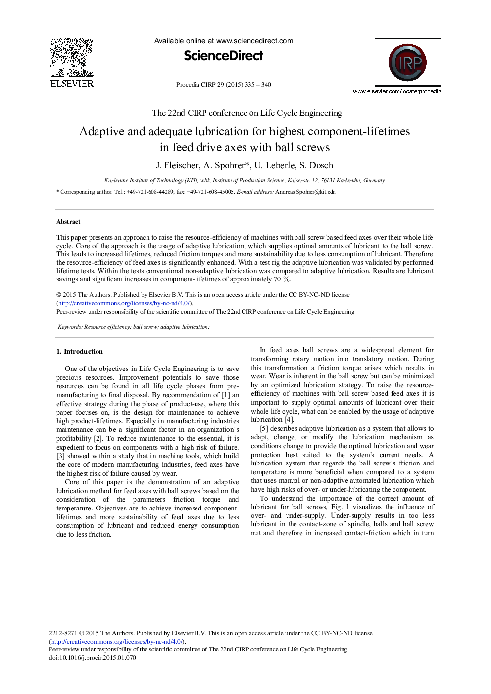 Adaptive and Adequate Lubrication for Highest Component-lifetimes in Feed Drive Axes with Ball Screws 