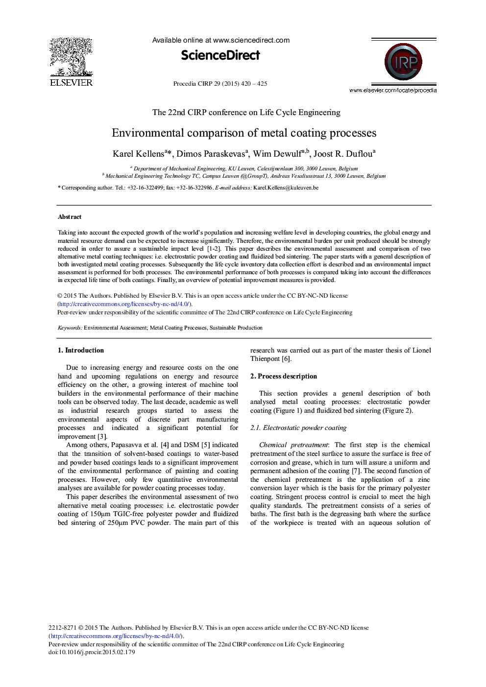 Environmental Comparison of Metal Coating Processes 