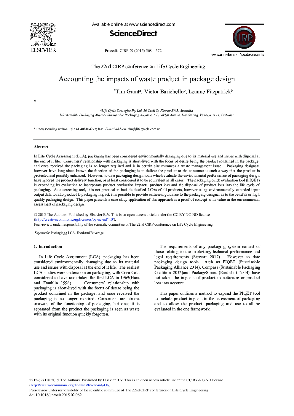 Accounting the Impacts of Waste Product in Package Design 