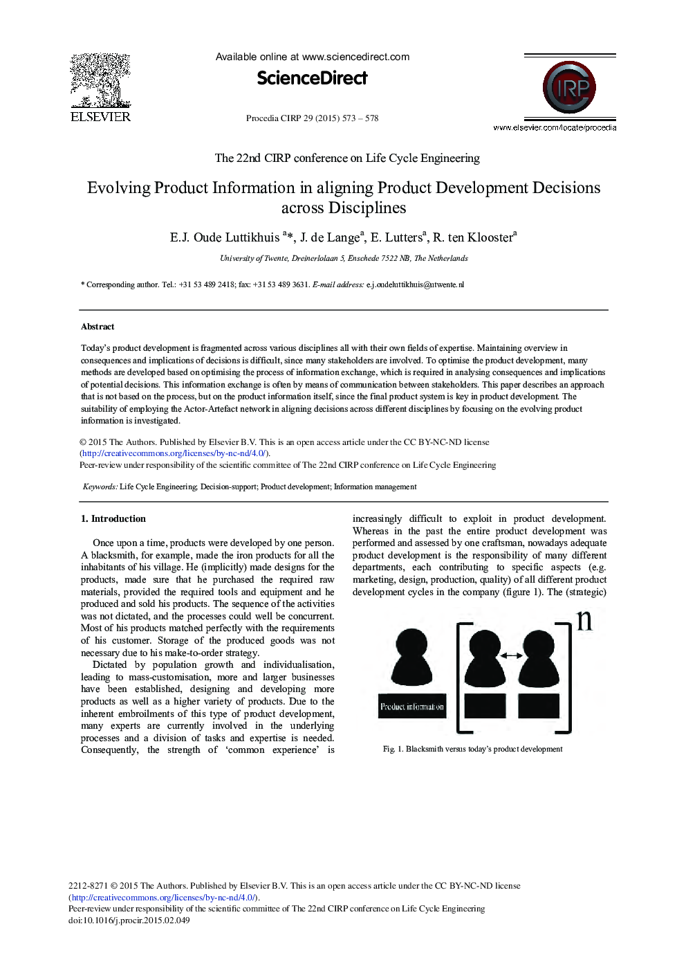 Evolving Product Information in Aligning Product Development Decisions across Disciplines 