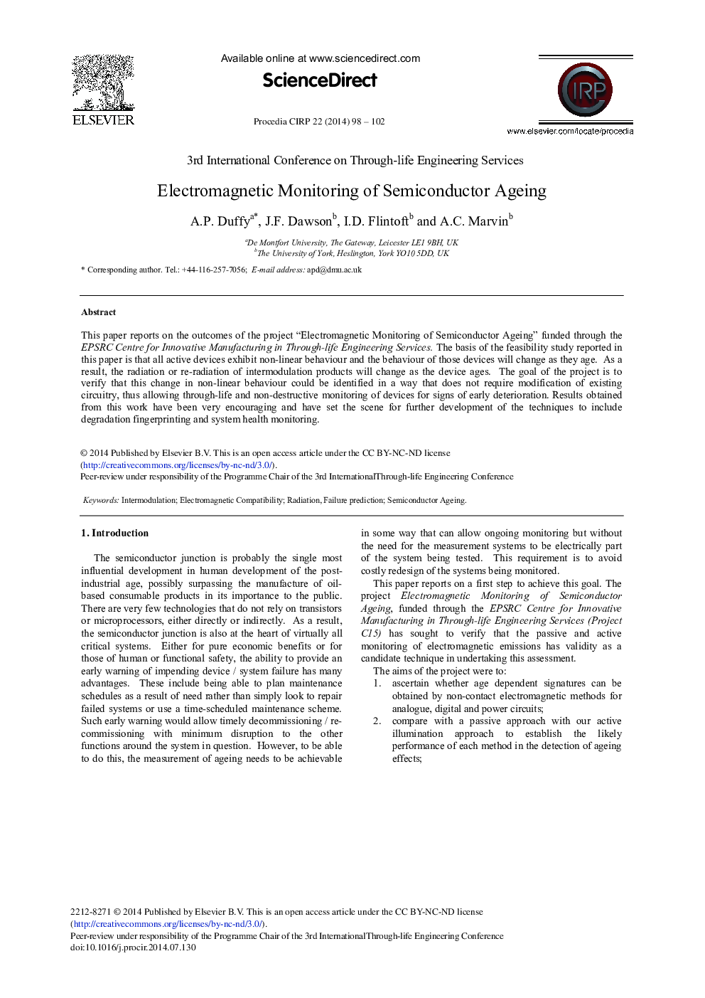 Electromagnetic Monitoring of Semiconductor Ageing 