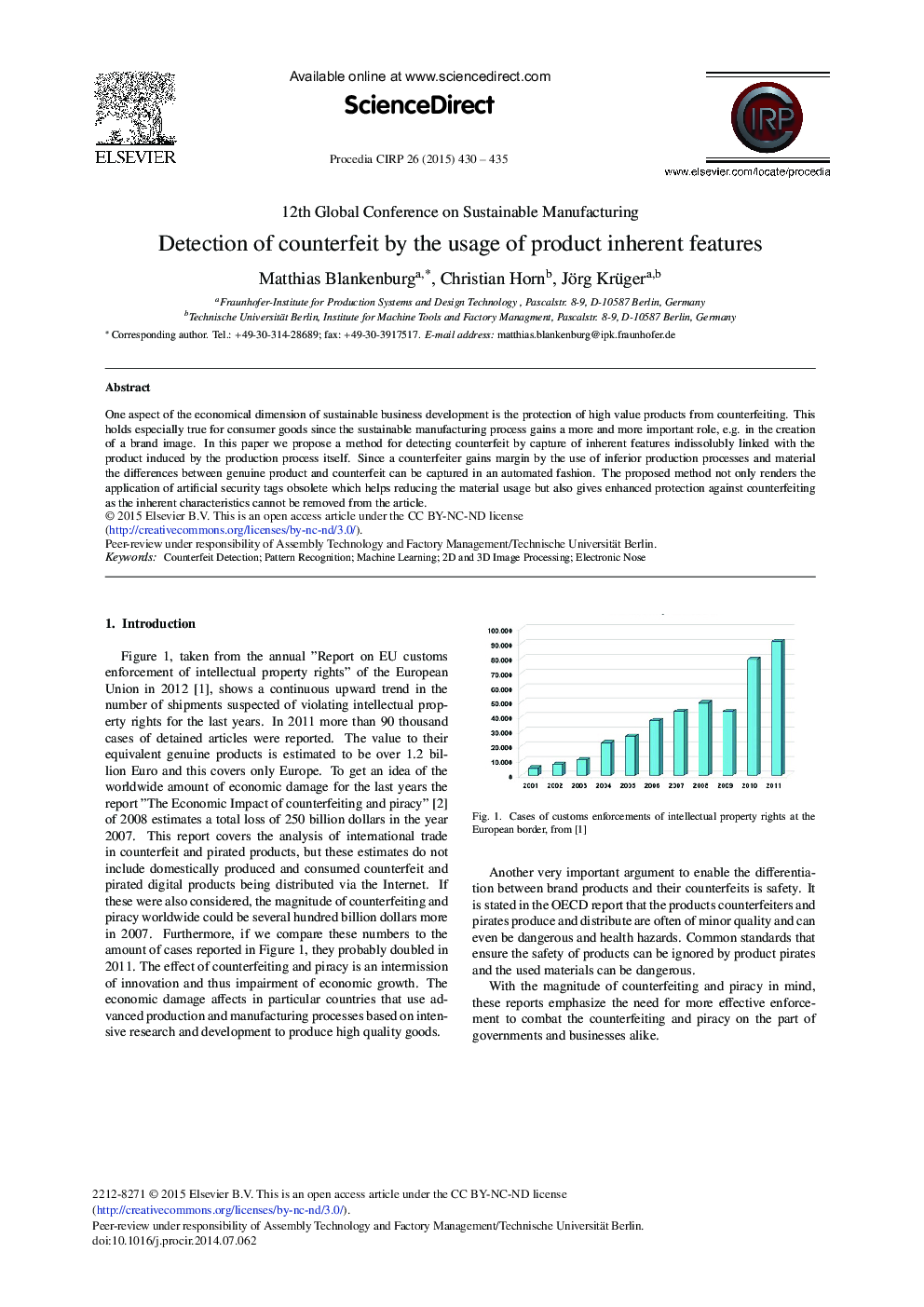 Detection of Counterfeit by the Usage of Product Inherent Features