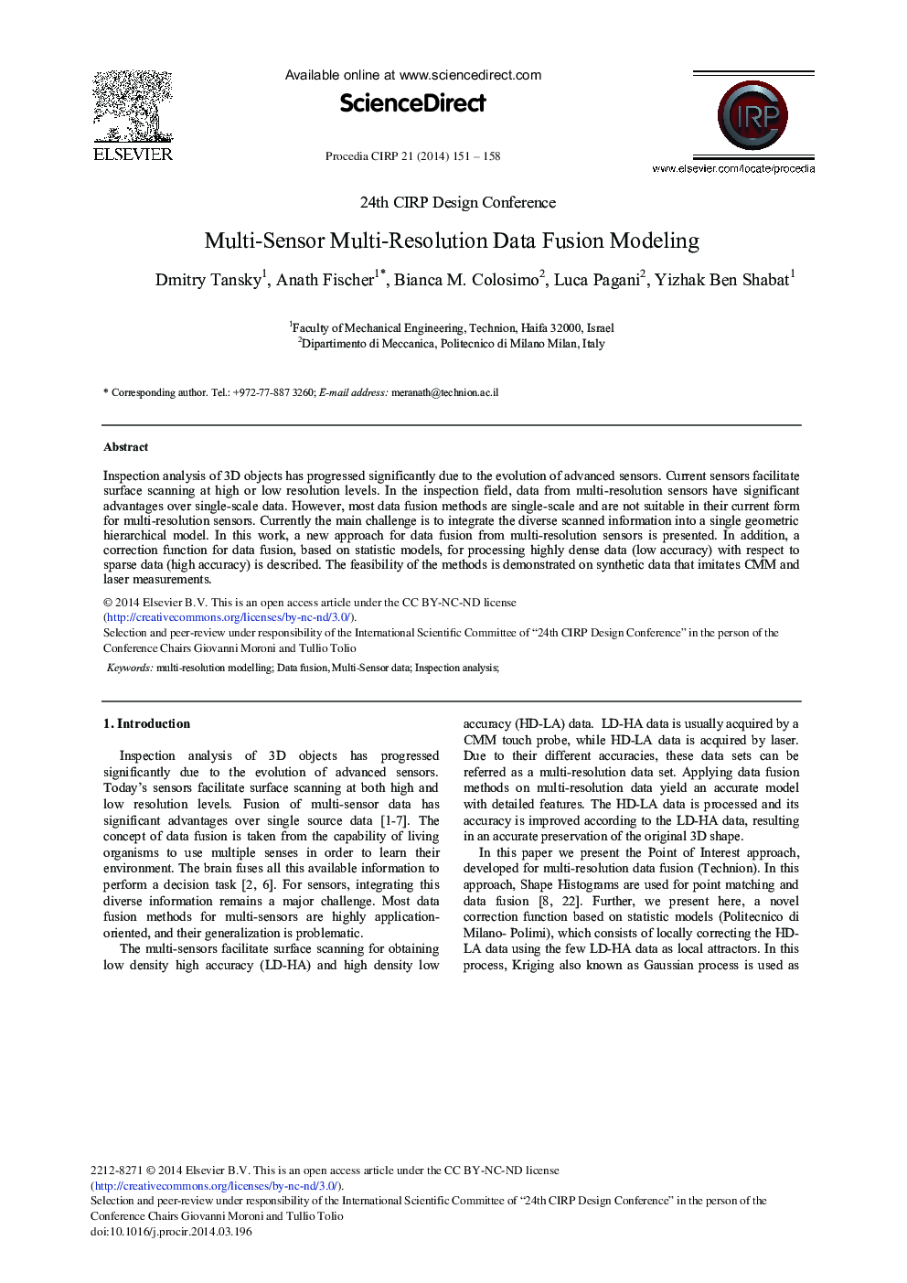 Multi-sensor Multi-resolution Data Fusion Modeling 