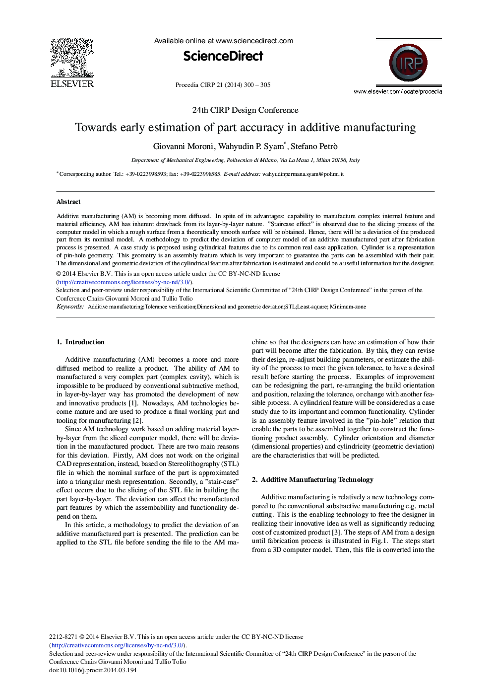 Towards Early Estimation of Part Accuracy in Additive Manufacturing 