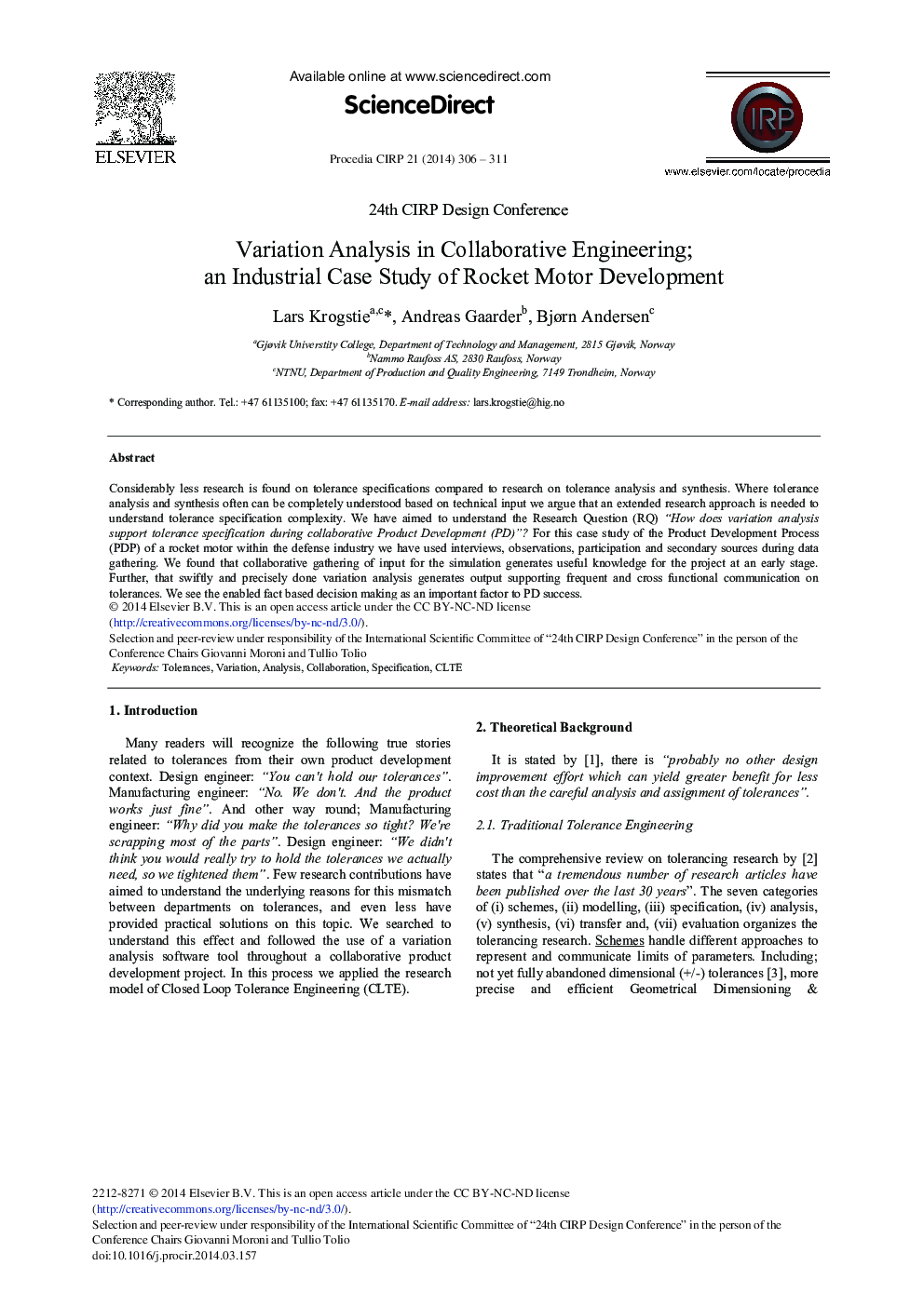 Variation Analysis in Collaborative Engineering; an Industrial Case Study of Rocket Motor Development 