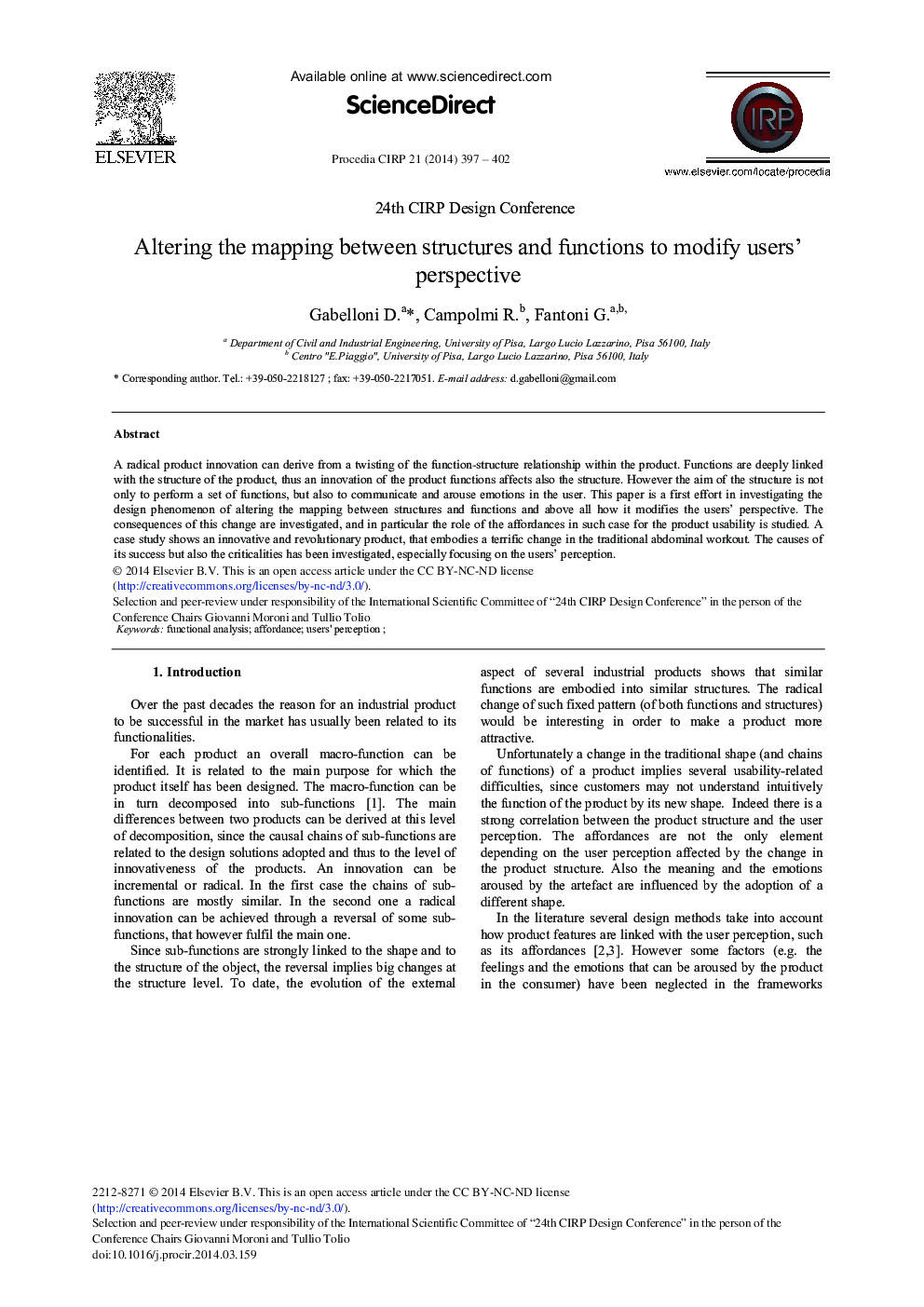 Altering the Mapping between Structures and Functions to Modify Users’ Perspective 