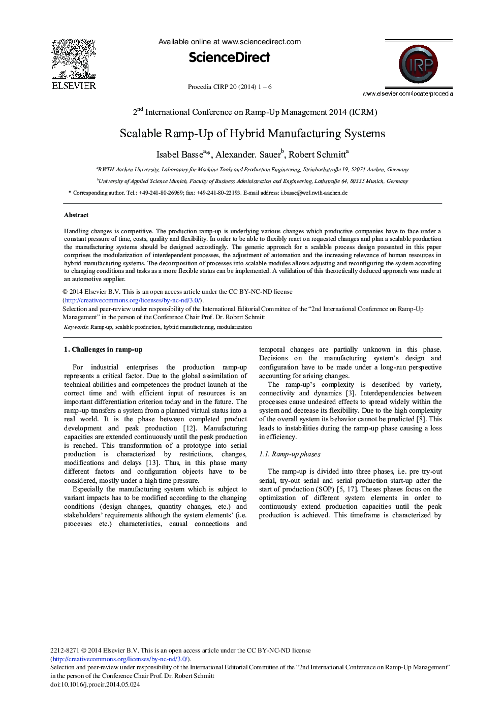 Scalable Ramp-up of Hybrid Manufacturing Systems 