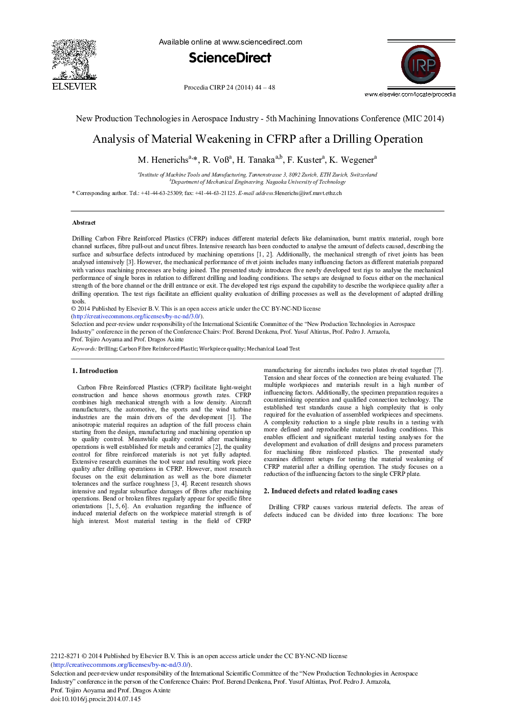 Analysis of Material Weakening in CFRP after a Drilling Operation