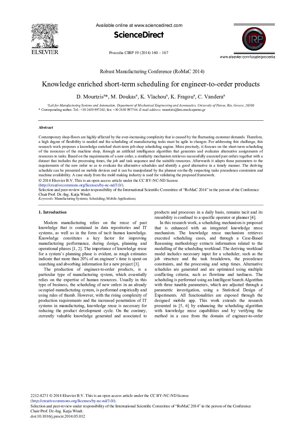 Knowledge Enriched Short-term Scheduling for Engineer-to-order Products 