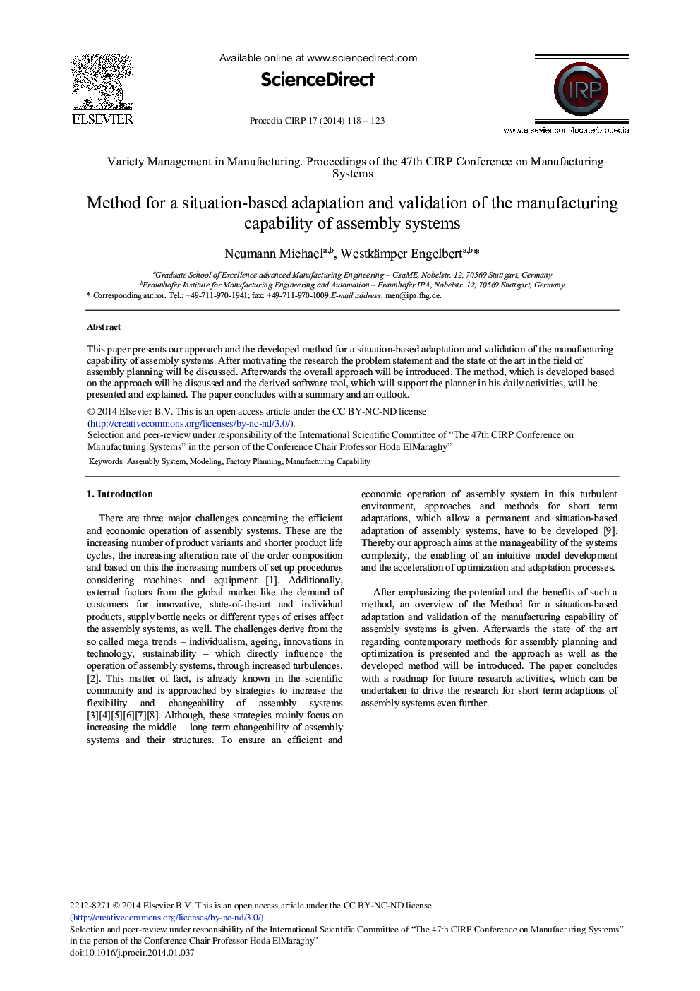 Method for a Situation-based Adaptation and Validation of the Manufacturing Capability of Assembly Systems 