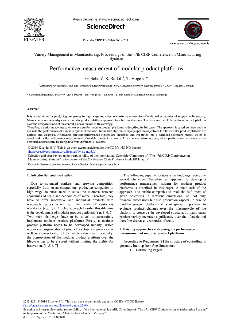 Performance Measurement of Modular Product Platforms 