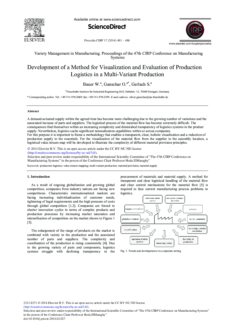 Development of a Method for Visualization and Evaluation of Production Logistics in a Multi-variant Production 