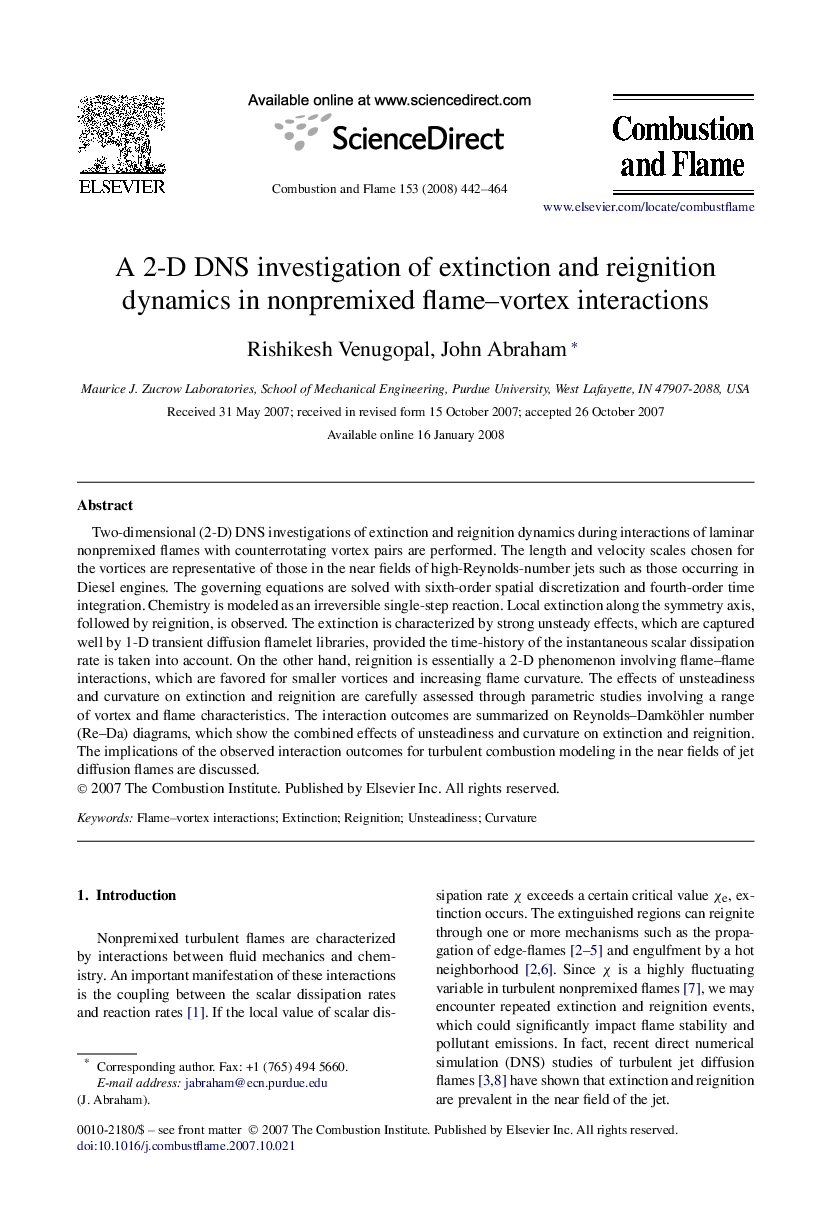 A 2-D DNS investigation of extinction and reignition dynamics in nonpremixed flame–vortex interactions