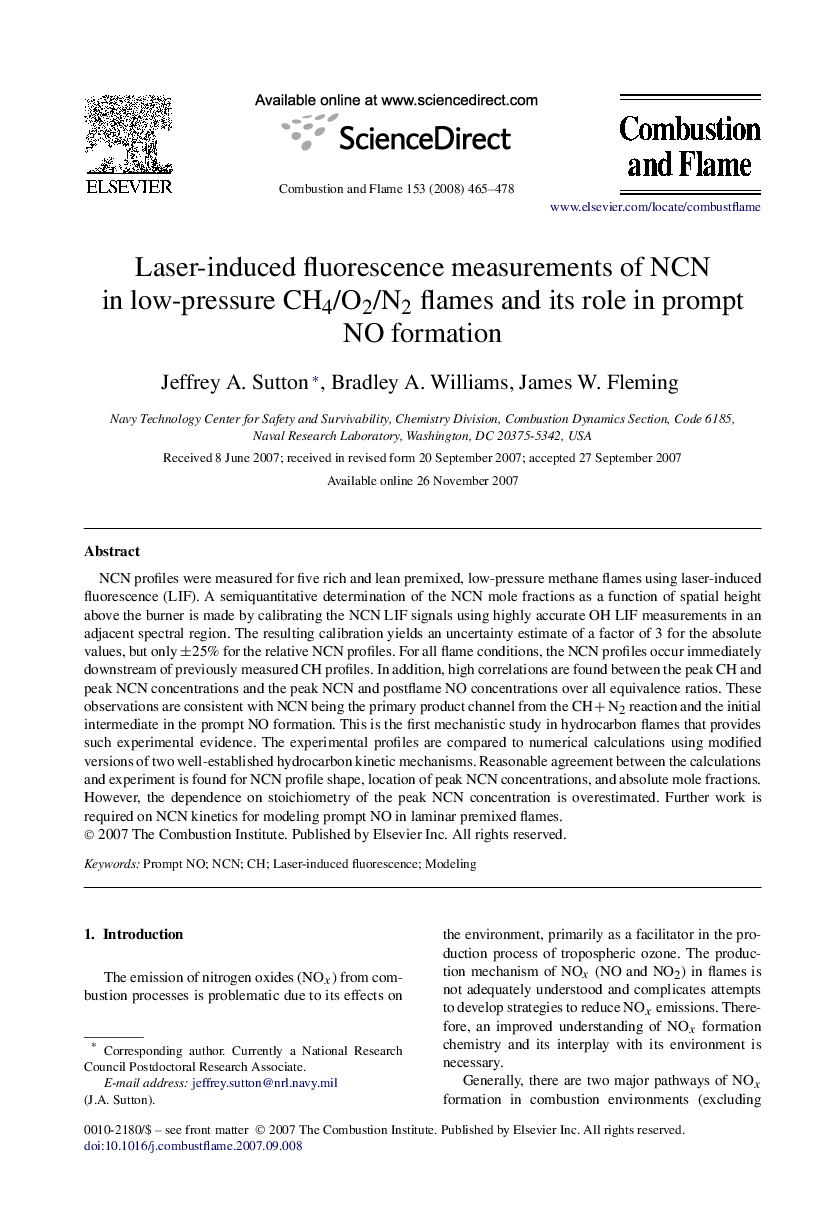 Laser-induced fluorescence measurements of NCN in low-pressure CH4/O2/N2 flames and its role in prompt NO formation