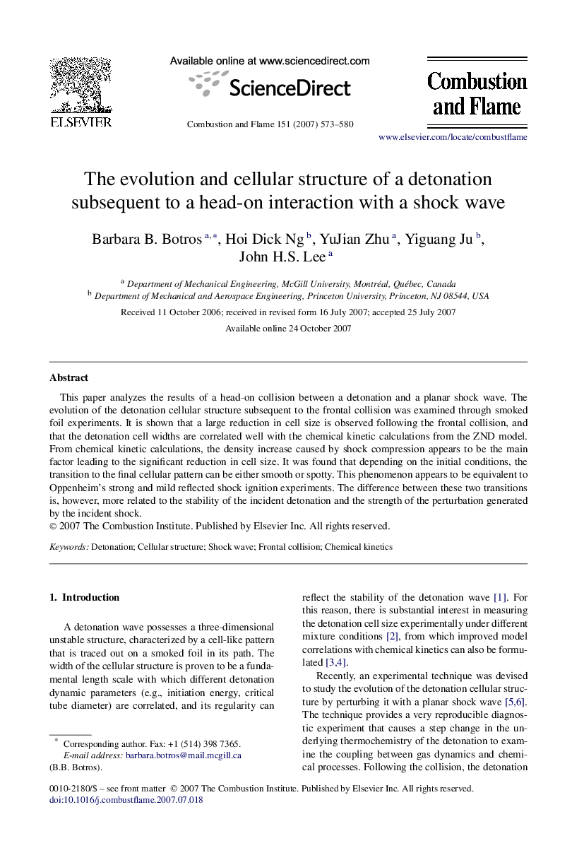 The evolution and cellular structure of a detonation subsequent to a head-on interaction with a shock wave