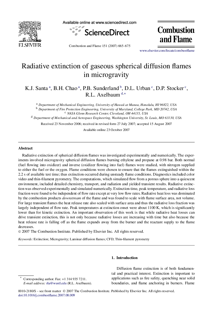 Radiative extinction of gaseous spherical diffusion flames in microgravity