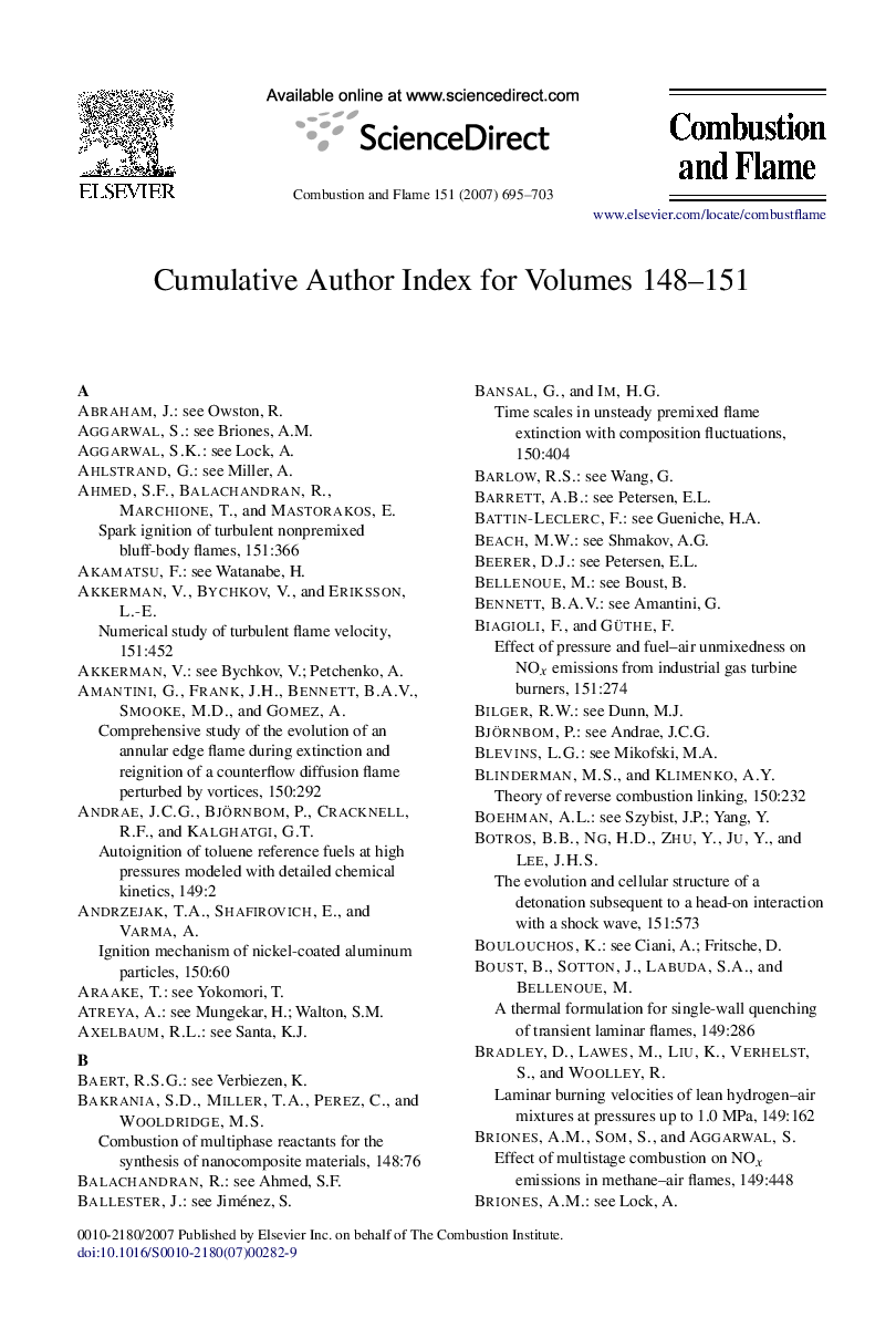 Cumulative Author Index for Volumes 148-151