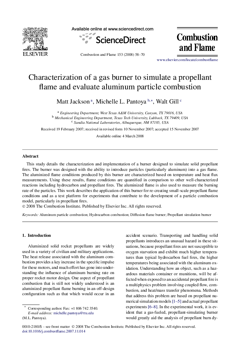 Characterization of a gas burner to simulate a propellant flame and evaluate aluminum particle combustion