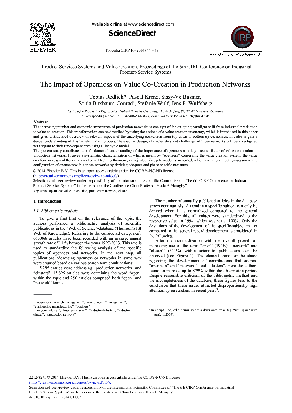 The Impact of Openness on Value Co-creation in Production Networks 