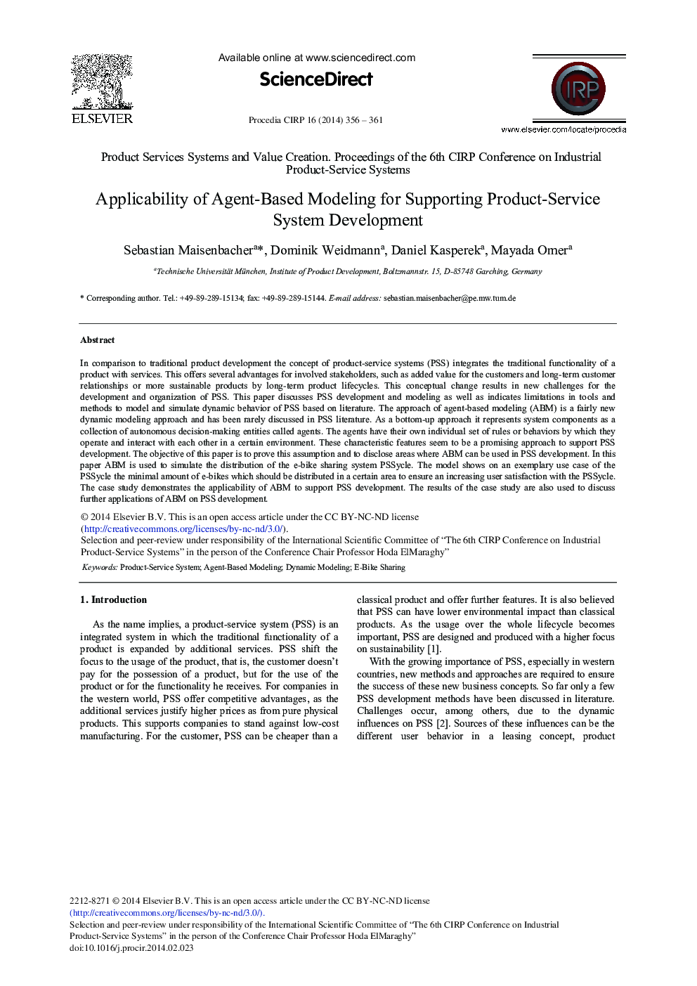 Applicability of Agent-based Modeling for Supporting Product-service System Development 