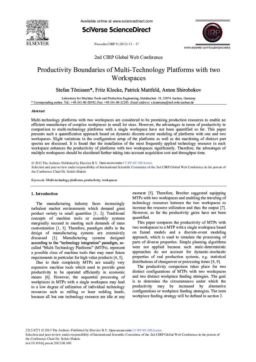 Productivity Boundaries of Multi-technology Platforms with two Workspaces 