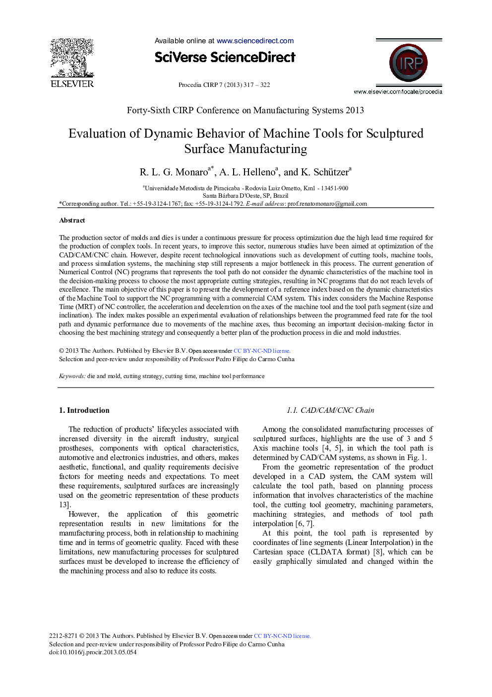 عکس صفحه اول مقاله: Evaluation of Dynamic Behavior of Machine Tools for Sculptured Surface Manufacturing Evaluation of Dynamic Behavior of Machine Tools for Sculptured Surface Manufacturing