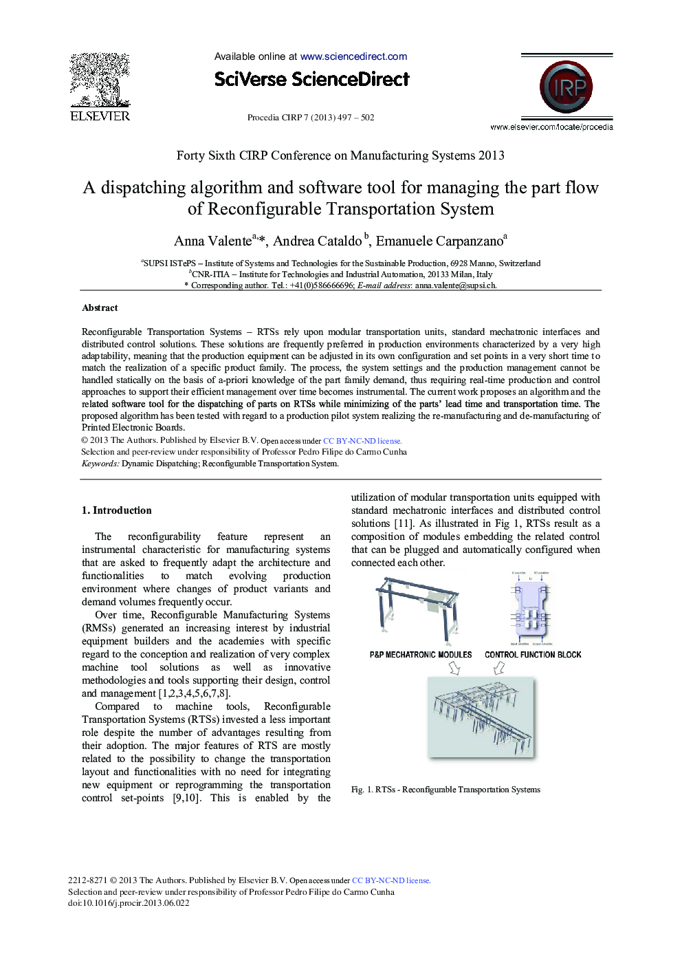 عکس صفحه اول مقاله: A Dispatching Algorithm and Software Tool for Managing the Part Flow of Reconfigurable Transportation System A Dispatching Algorithm and Software Tool for Managing the Part Flow of Reconfigurable Transportation System