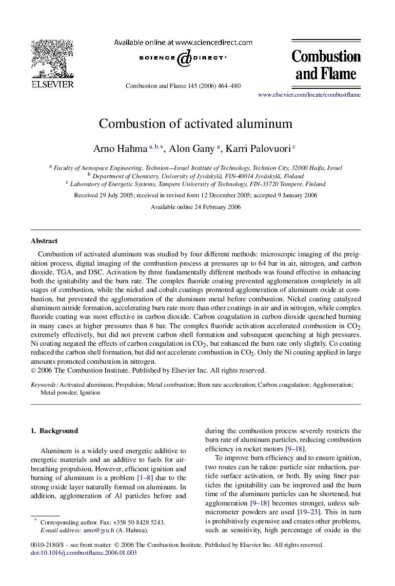 Combustion of activated aluminum