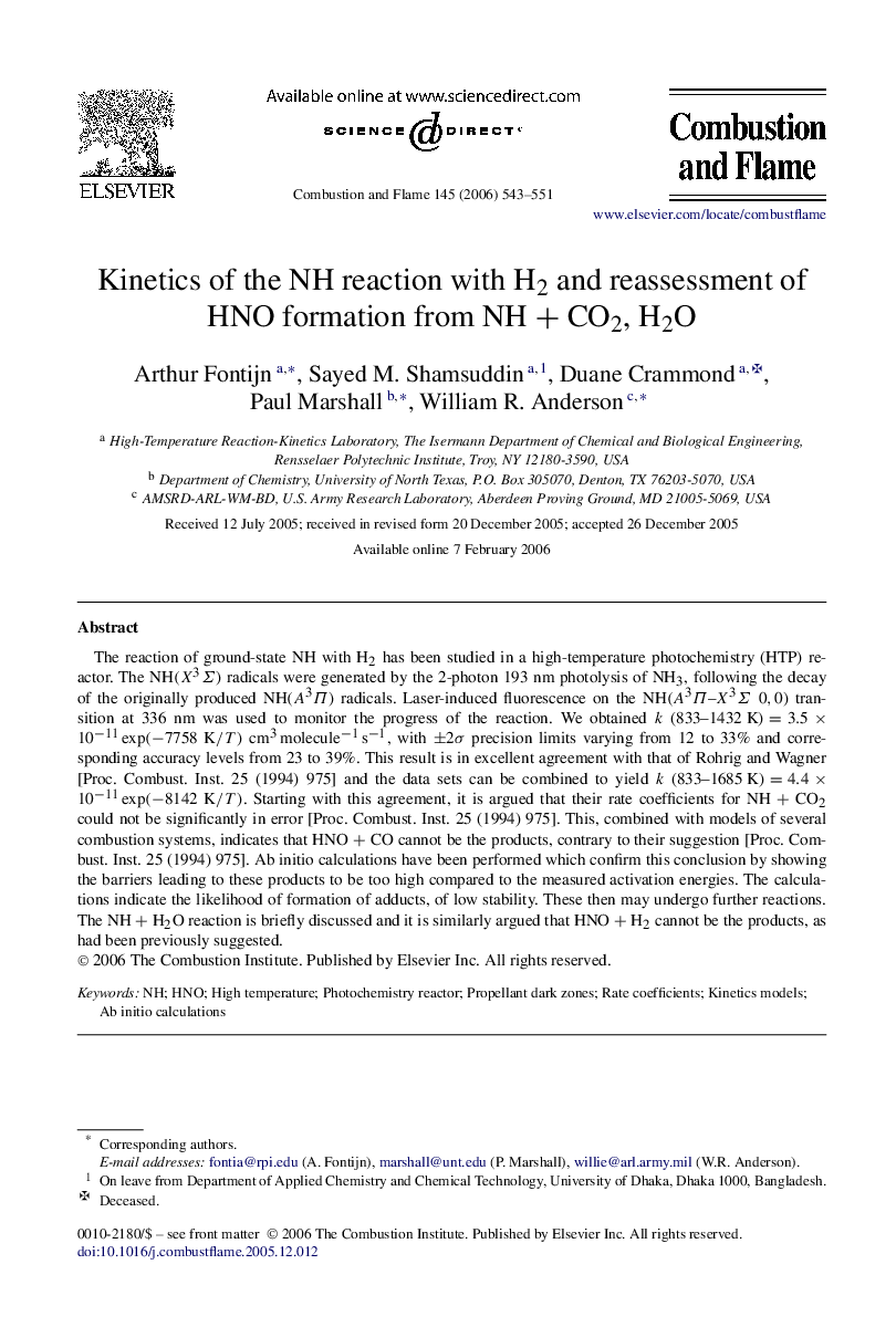 Kinetics of the NH reaction with H2 and reassessment of HNO formation from NH + CO2, H2O