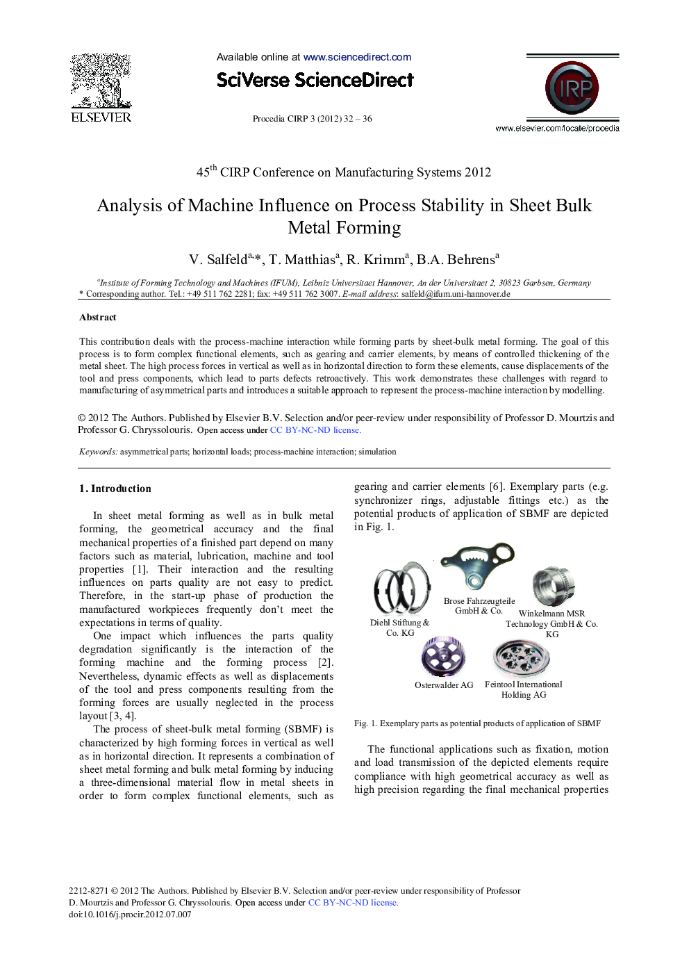 Analysis of Machine Influence on Process Stability in Sheet Bulk Metal Forming