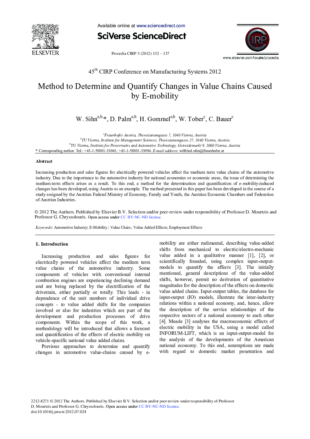 Method to Determine and Quantify Changes in Value Chains Caused by E-mobility