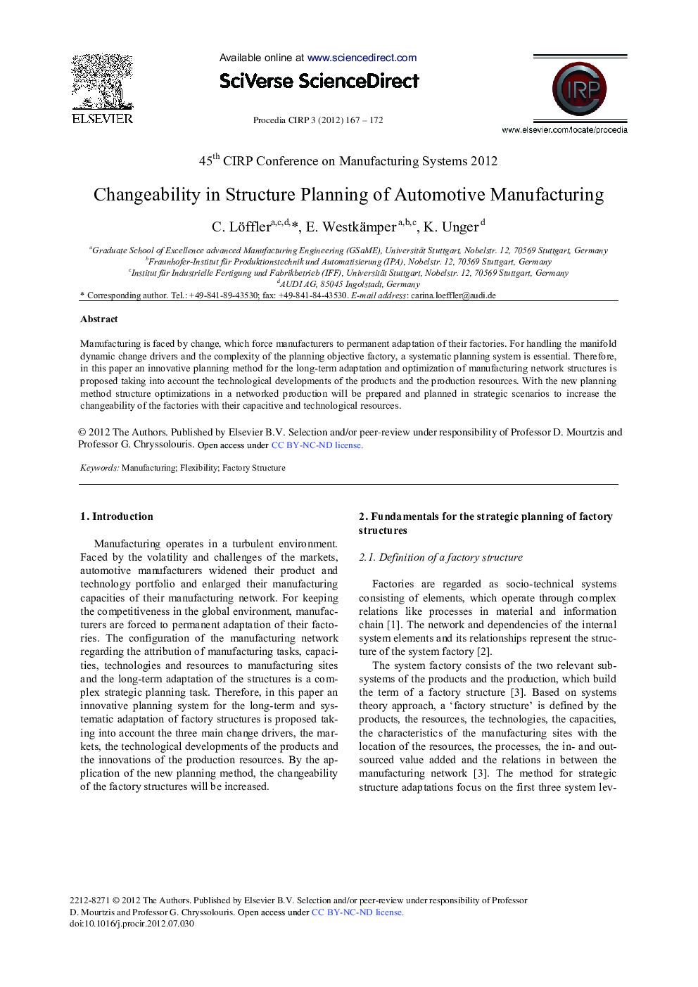 Changeability in Structure Planning of Automotive Manufacturing
