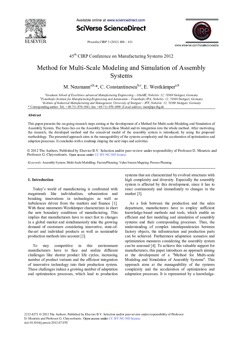 Method for Multi-Scale Modeling and Simulation of Assembly Systems