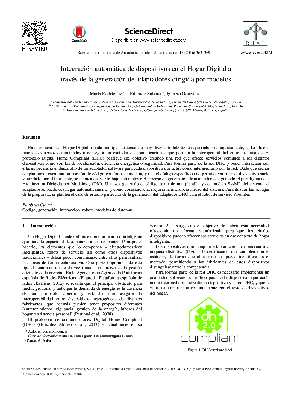 Integración automática de dispositivos en el Hogar Digital a través de la generación de adaptadores dirigida por modelos