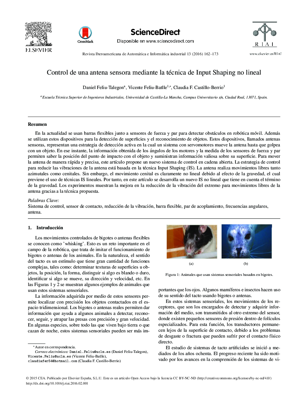 Control de una antena sensora mediante la técnica de Input Shaping no lineal