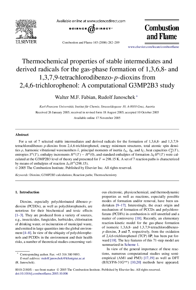 Thermochemical properties of stable intermediates and derived radicals for the gas-phase formation of 1,3,6,8- and 1,3,7,9-tetrachlorodibenzo-p-dioxins from 2,4,6-trichlorophenol: A computational G3MP2B3 study
