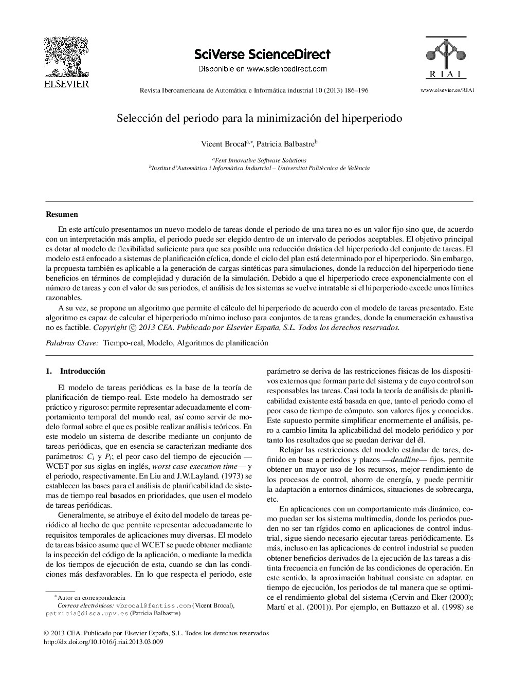 Selección del periodo para la minimización del hiperperiodo
