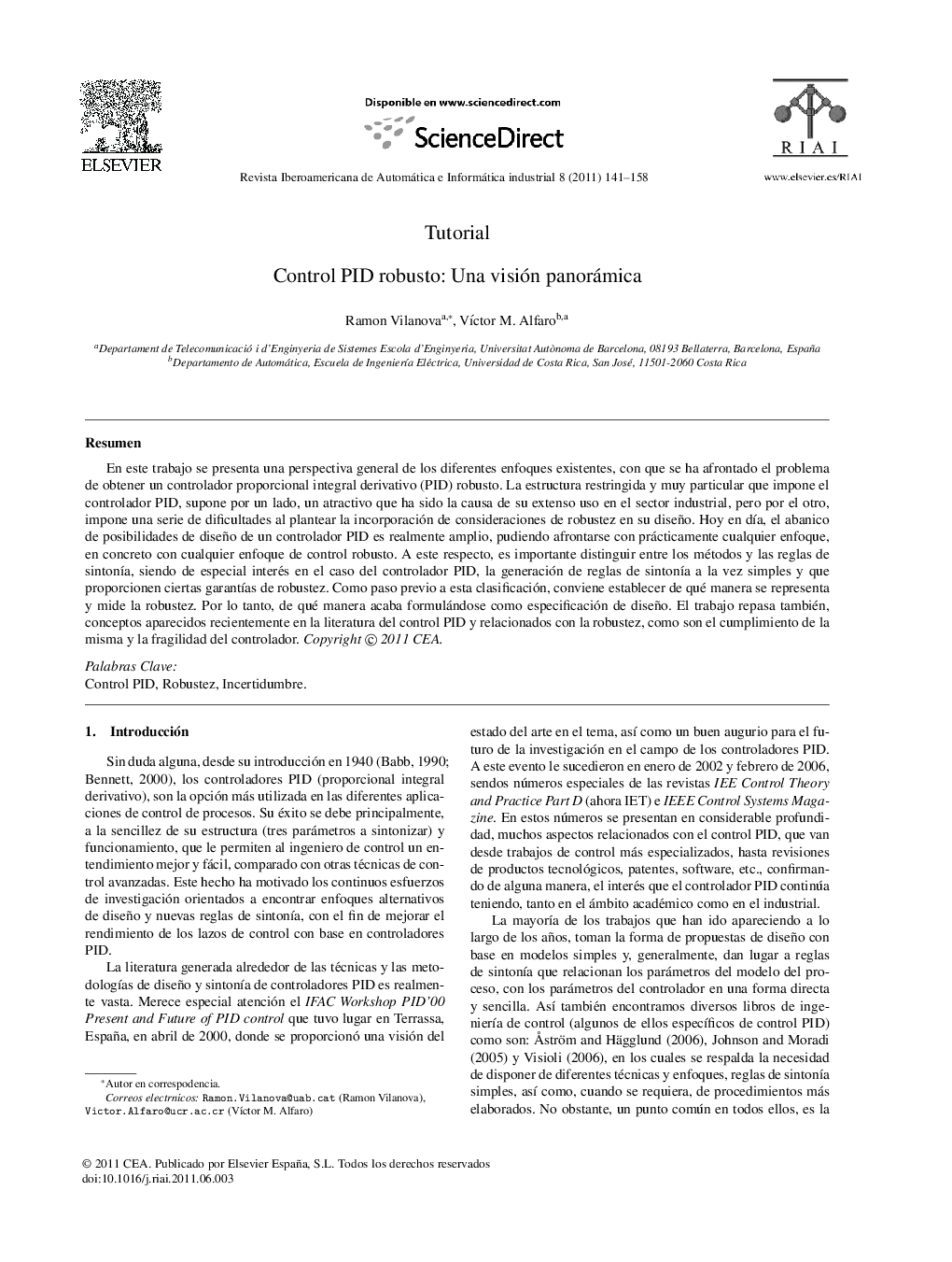Control PID robusto: Una visión panorámica