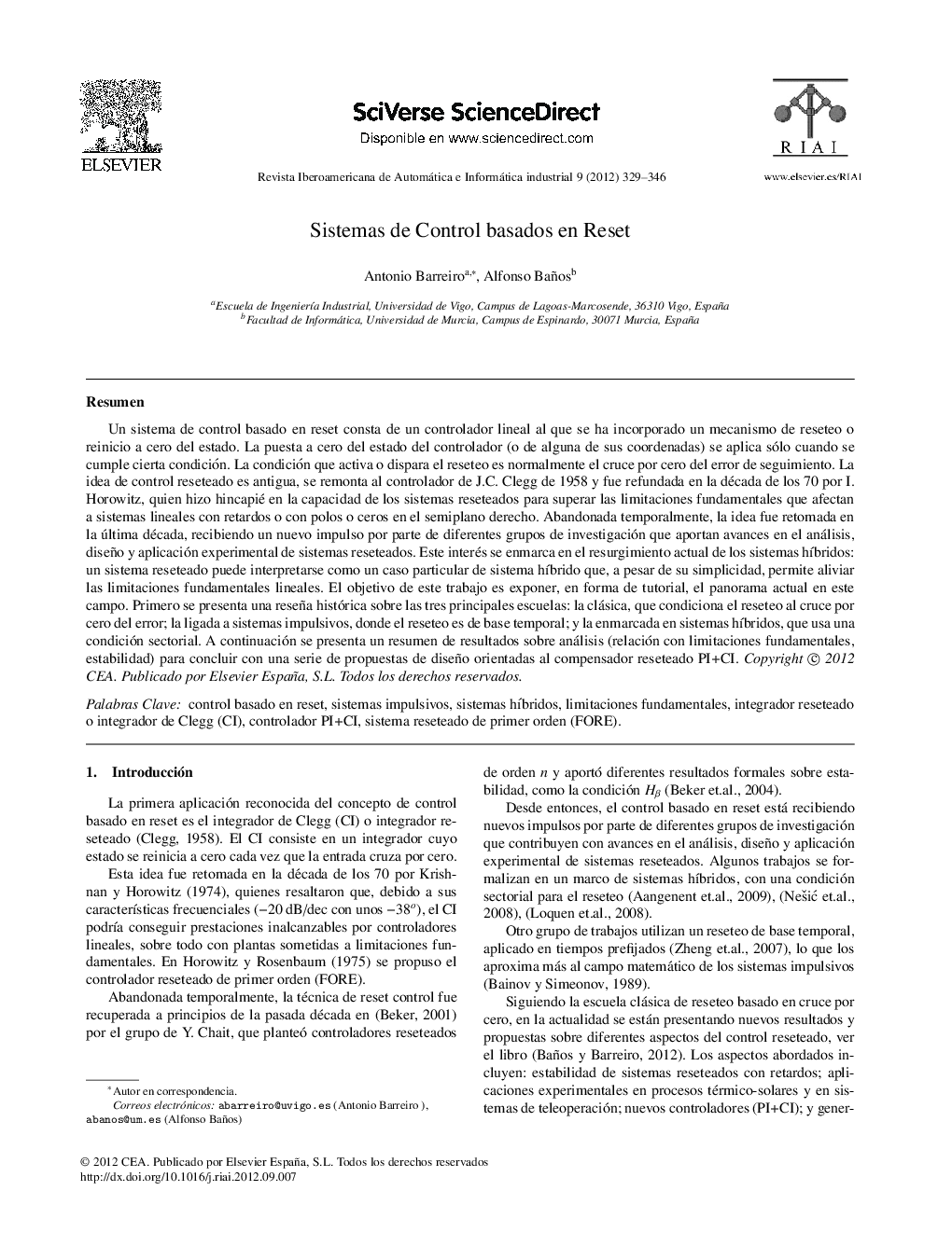 Sistemas de Control basados en Reset