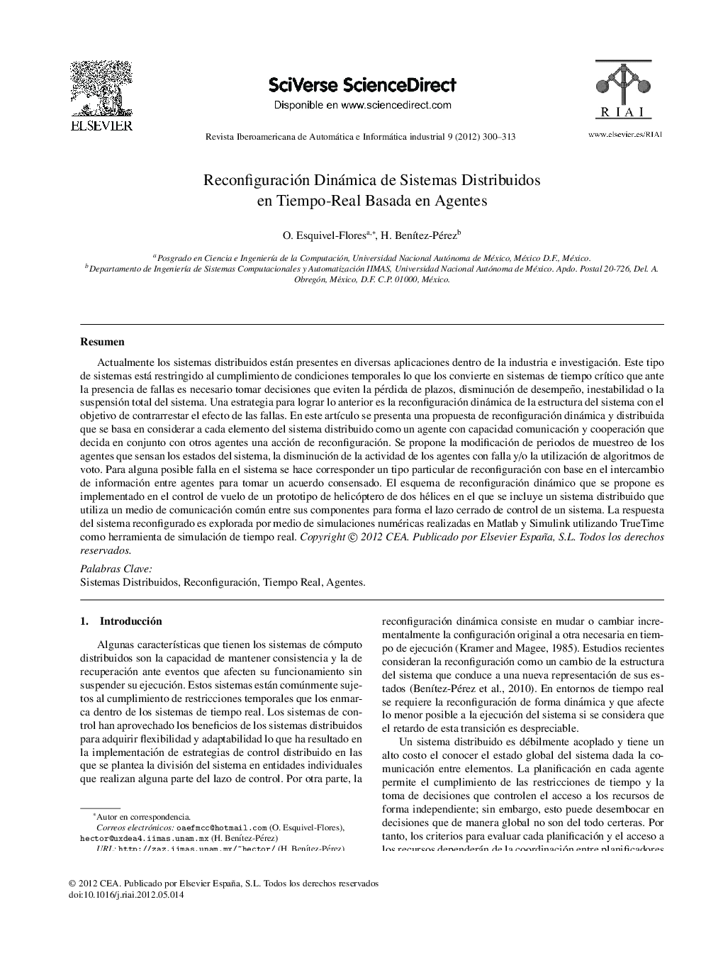 عکس صفحه اول مقاله: Reconfiguración Dinámica de Sistemas Distribuidos en Tiempo-Real Basada en Agentes Reconfiguración Dinámica de Sistemas Distribuidos en Tiempo-Real Basada en Agentes
