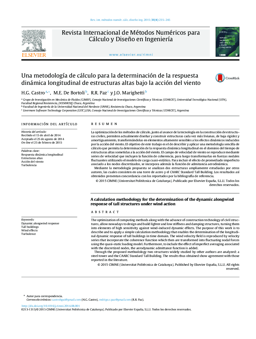 Una metodología de cálculo para la determinación de la respuesta dinámica longitudinal de estructuras altas bajo la acción del viento